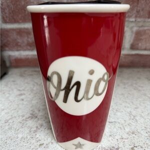 Starbucks Red and White Ohio Flag Ceramic Travel  Mug
